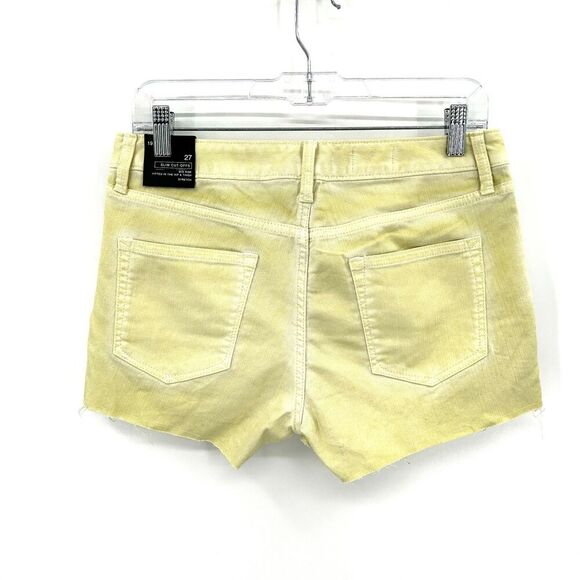 NWT GAP Yellow Acid Wash Side Stripe Mid Rise Slim Cut Off Jean Shorts Size 27 - Picture 2 of 6